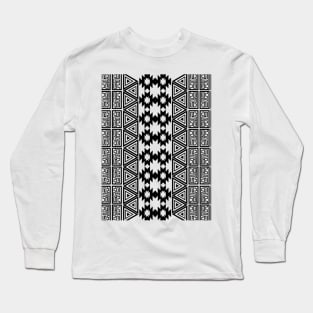 Aztec Pattern Design Black Long Sleeve T-Shirt